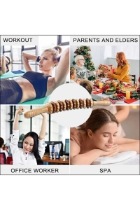Ahşap Ergonomik Kavisli Tasarımlı Masaj Aleti Roller Masaj Çubuğu Selülit ve Kas Rahatlatıcı Vücut Masaj 